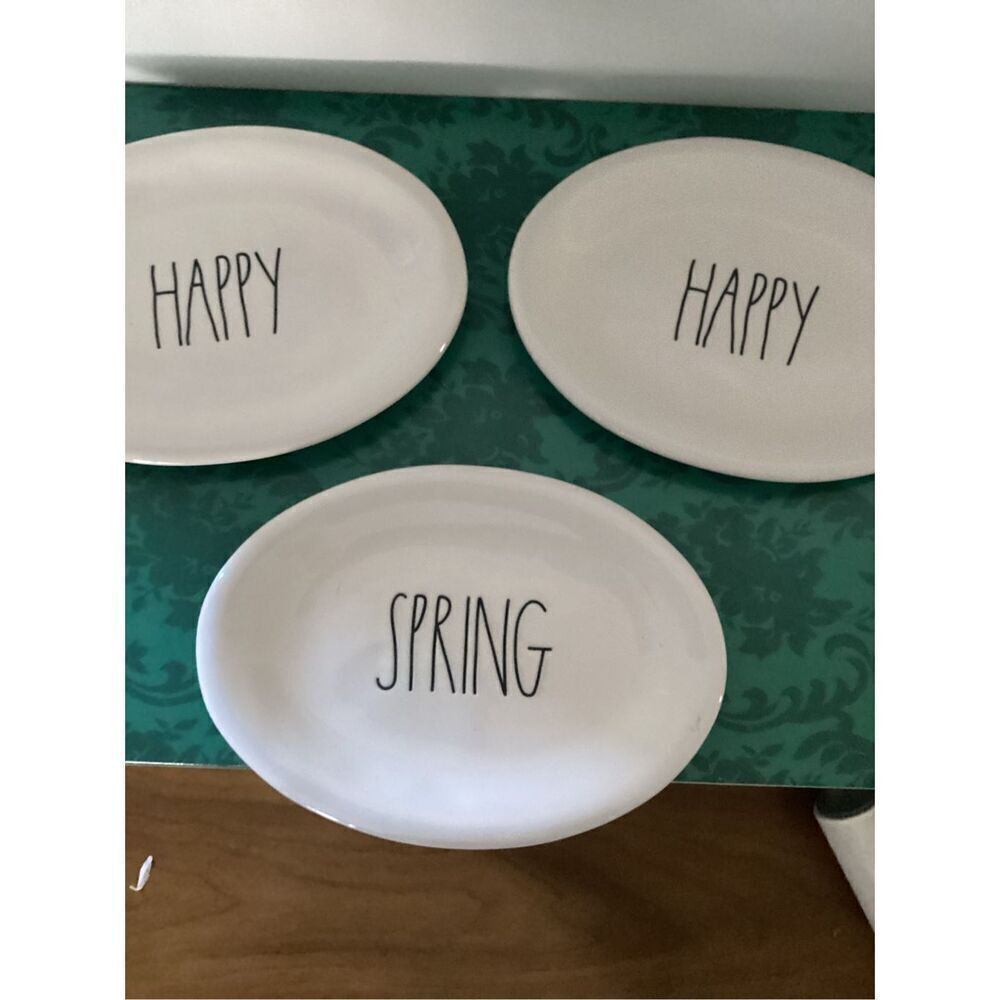 Rae Dunn 3 Piece Happy Happy Spring Oval Dinner Plates